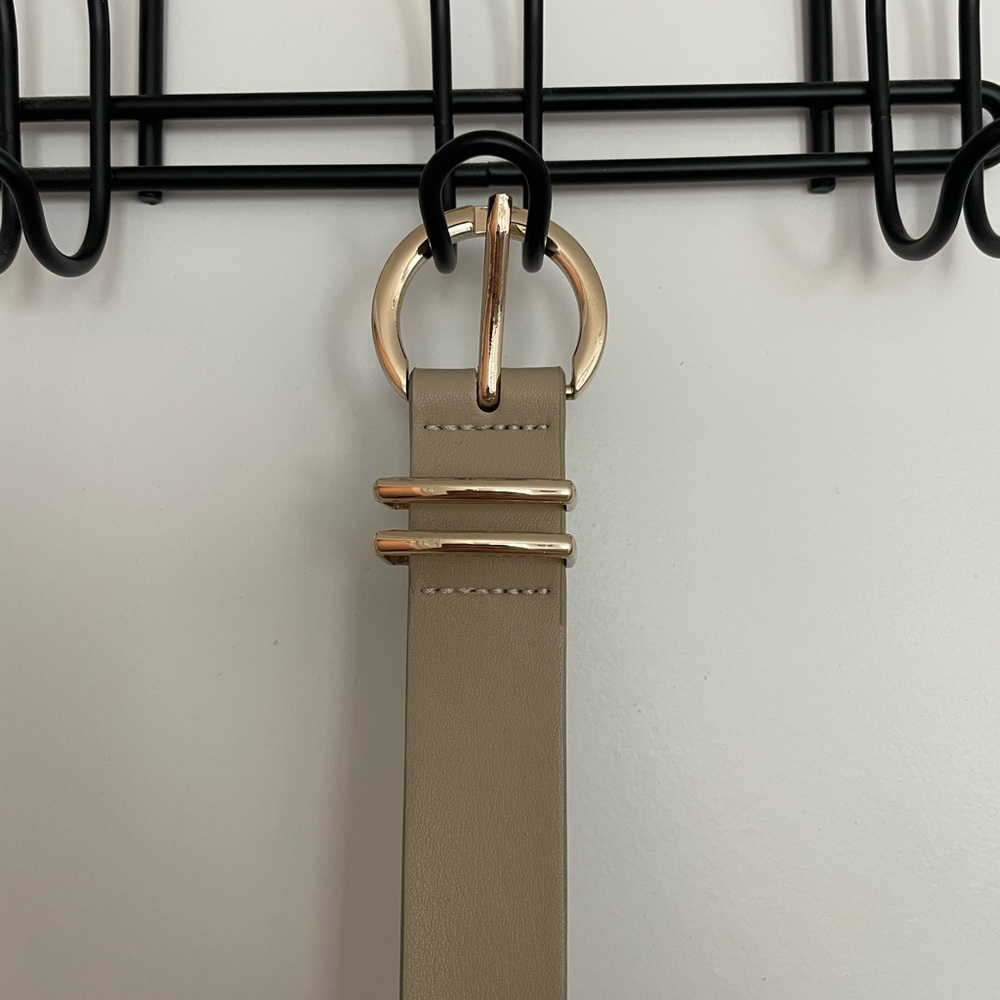 Beige Belt with Gold Buckle